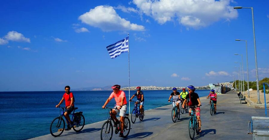 Athens: City & Sea Bike Tour - From the Acropolis metro station into old Athens