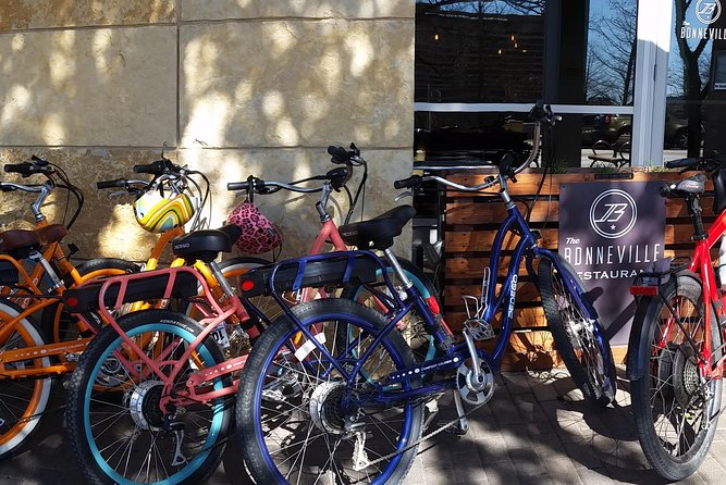 Austin E-Bike Foodie Tour - Rainey Street shows Austin after dark