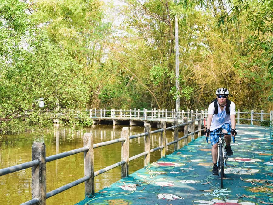 Bangkok: Khlong Toei Market & Bang Krachao Island Bike Tour - Cycling through Bang Krachao’s narrow lanes