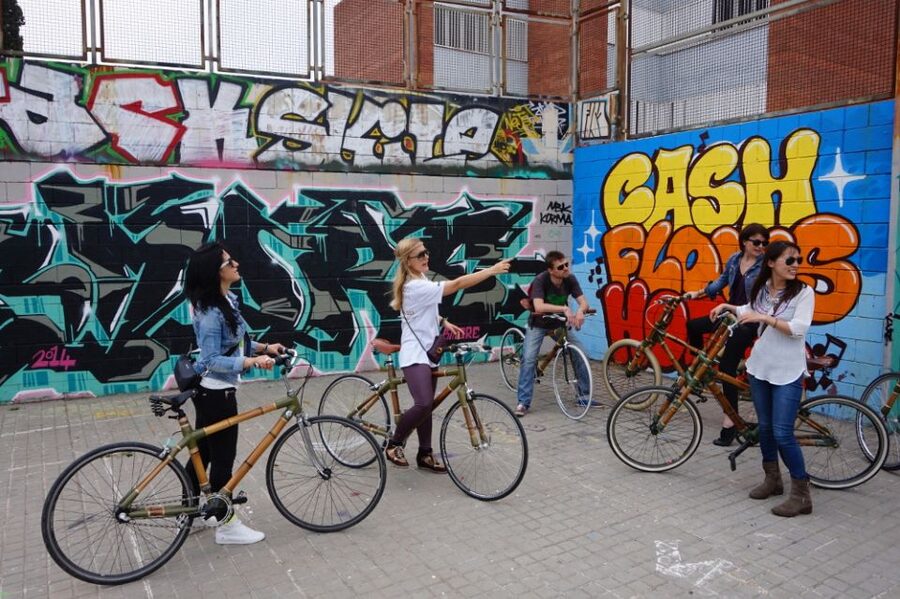 Barcelona: 3.5-Hour Street Art Tour by Bamboo Bike - Crossing from central Barcelona toward Poble Nou