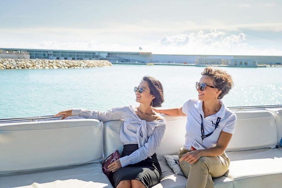 Barcelona: E-Bike Tour with Montjuic Cable Car & Boat Ride - Sailing beside the city waterfront