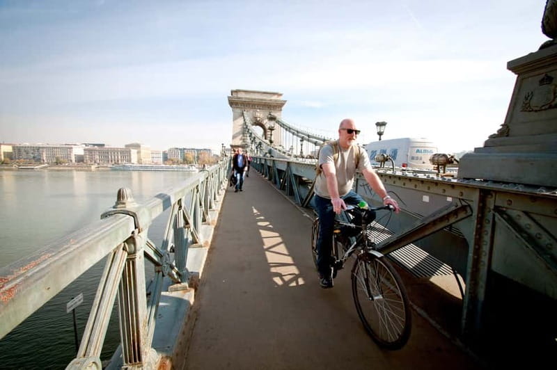 Budapest: Guided Bike & E-bike Tour with a Goulash - The Chain Bridge and views toward Buda