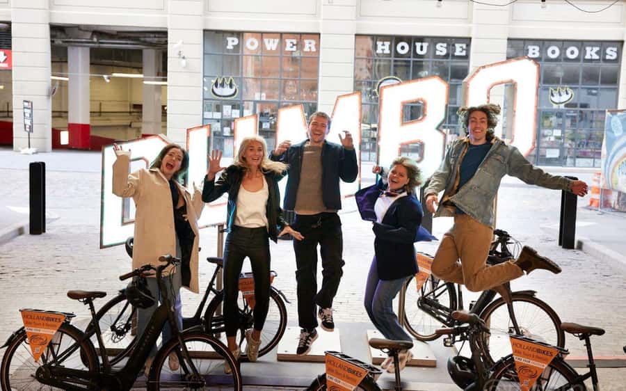 Downtown Bike Tour with Stylish Dutch Bikes or E-bikes! - Crossing the Brooklyn Bridge with time to look up