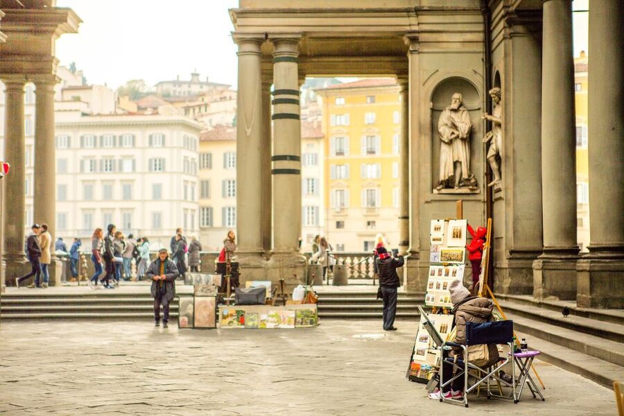 Florence: Bike Rental for 24 Hours - Signoria Square and the copy of David