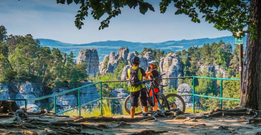 From Prague: E-Mountain Biking Trip to the Bohemian Paradise - Through the sandstone gorge