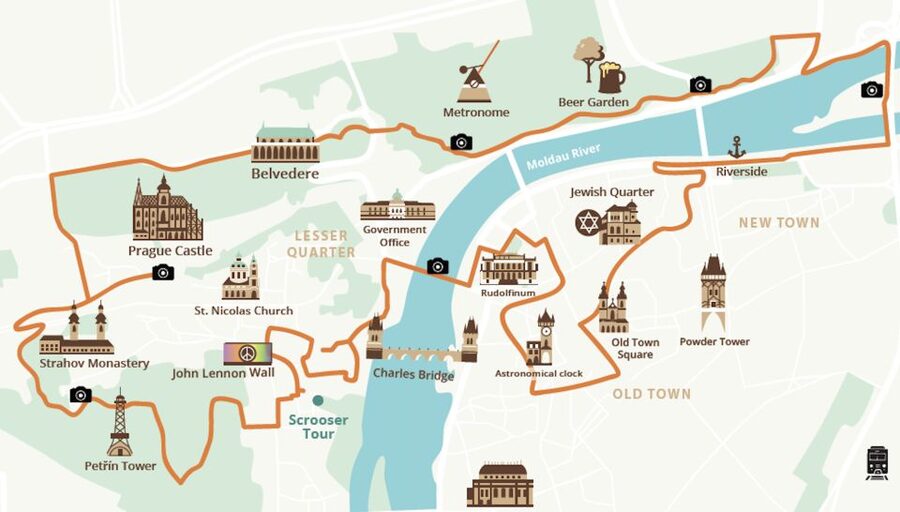 Prague: 10 Must-See Landmarks & Viewpoints on E-Bike Tour - Petřín Hill and a colorful finish at the Lennon Wall
