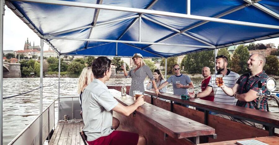 Prague: Private Cycle Boat River Tour with Beer or Prosecco - The first minutes on board