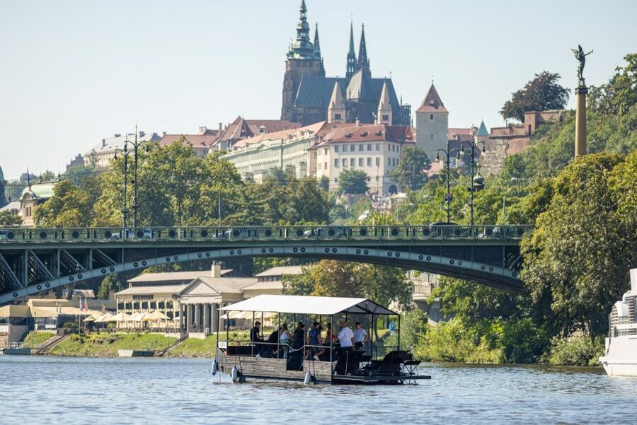 Prague: Private Cycle Boat River Tour with Beer or Prosecco - Pedaling past Prague’s architecture