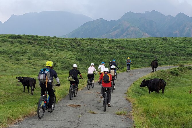 Private E-MTB guided cycling around Mt. Aso volcano & grasslands - From Aso Station to the volcanic high country