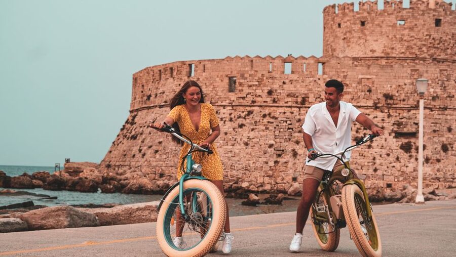 Rhodes: eBike Highlights Tour w/ Personal Photographer - New Town streets and the Aegean coast